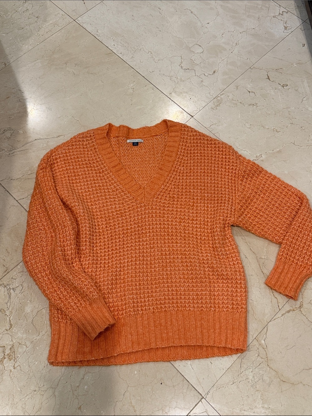 American Eagle, new and amazingly soft! Oversized V-Neck Orange Women's Sweater